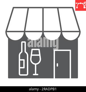 Wine shop glyph icon, restaurant and alcohol, store vector icon, vector graphics, editable stroke solid sign, eps 10. Stock Vector