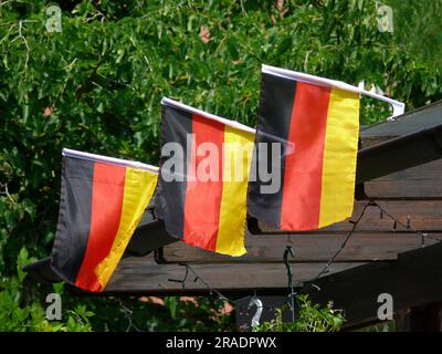 Germany flags on the window, Germany flags, Germany flags Stock Photo