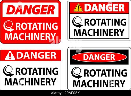 Danger Sign Rotating Machinery On White Background Stock Vector