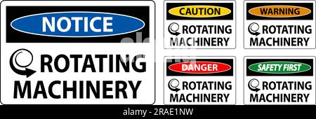 Danger Sign Rotating Machinery On White Background Stock Vector