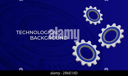 Bright technological background with gears and technological elements. With space for text Stock Vector