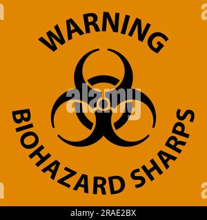 Warning Biohazard Label, Biohazard Sharps Stock Vector