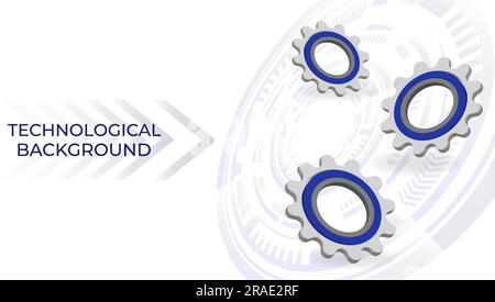 Bright technological background with gears and technological elements. With space for text Stock Vector
