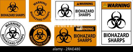 Warning Biohazard Label, Biohazard Sharps Stock Vector