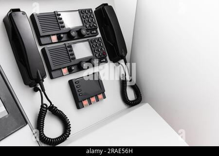 Ship communication system on the captains bridge Stock Photo