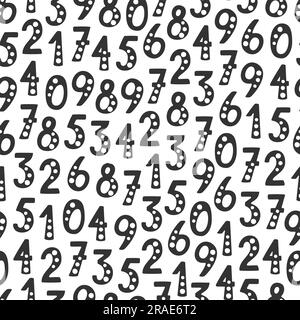 Vector seamless pattern with numbers in random order. Objects isolated on white background. Stock Vector