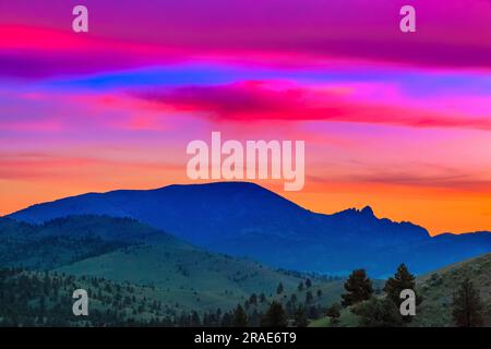 sunrise over sleeping giant mountain near helena, montana Stock Photo