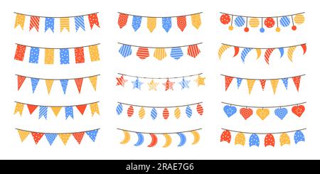 Multicolored set of bright garlands. Stock Vector