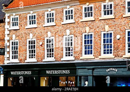 Waterstones and Fat Face Stores, High Street, Northallerton, Yorkshire, England Stock Photo