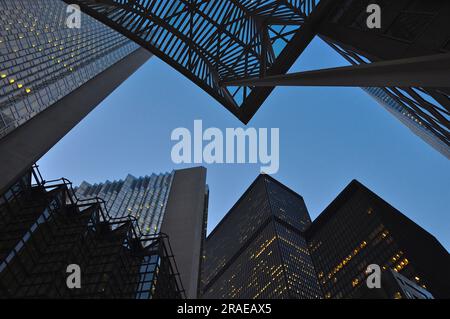 Low-angle view of office buildings in Toronto Canada. Modern buildings, urban architecture. Stock Photo