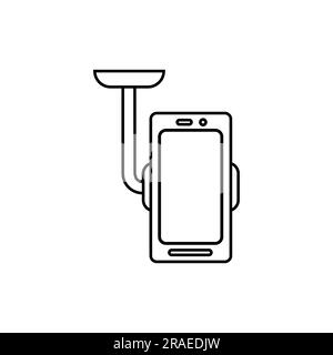 Mobile phone holder icon. Outline mobile phone holder vector icon for web design isolated on white background Stock Vector