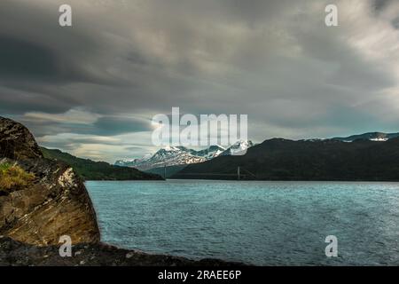 Amazing nature view with fjord and mountains. Beautiful reflection. Location: Scandinavian Mountains, Norway. Artistic picture. Beauty world. The feel Stock Photo