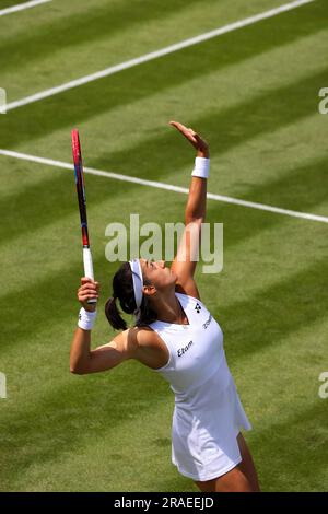 Wimbledon. France's Caroline Garcia, the number 5 seed, in action during first round action against Katy Volynets of the, United States. 03rd July, 2023. on opening day at Wimbledon Credit: Adam Stoltman/Alamy Live News Stock Photo