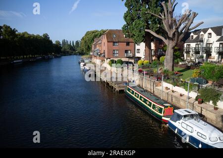 The River Avon seen from the Workman Bridge, Evesham, Worcestershire, England, UK Stock Photo