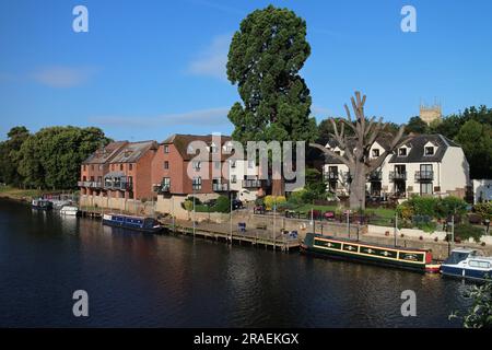 The River Avon seen from the Workman Bridge, Evesham, Worcestershire, England, UK Stock Photo