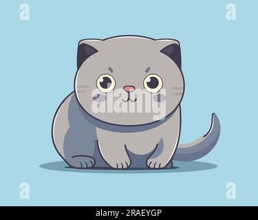 Cute Flat cartoon cat vector illustration Stock Vector