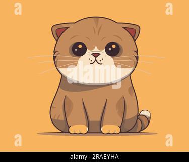 Cute Flat Cartoon Cat vector illustration Stock Vector