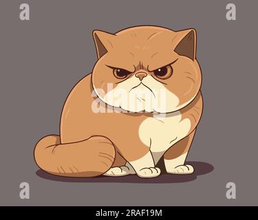 Fat Cat Realistic Cartoon Illustration with Human-like Body Angry Face.  Stock Illustration - Illustration of domestic, digitally: 271620449