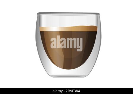 Cappucino in double walled clear glass coffee mug vector illustration Stock Photo