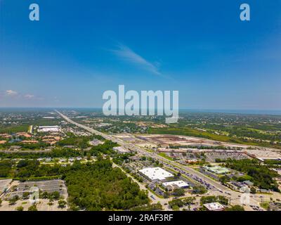 Aerial photo land development in Jensen Beach Florida Federal Highway Stock Photo