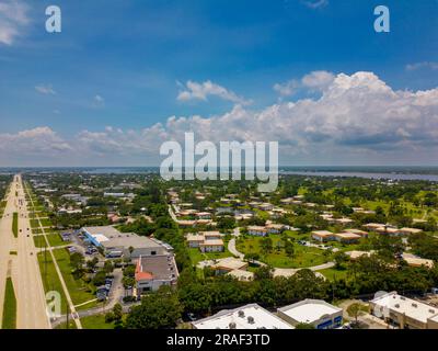 Stuart, FL, USA - July 1, 2023:  Aerial photo Vista Del Lago Stuart Florida housing development Stock Photo