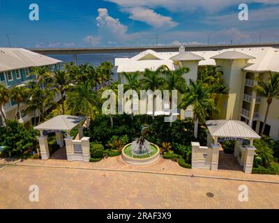 Stuart, FL, USA - July 1, 2023: Aerial photo Harborage Yacht Club Condos Stuart Florida Stock Photo