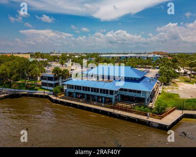 Stuart, FL, USA - July 1, 2023: Aerial photo Waterfront Sailfish Lounge and Grill Stuart Florida Stock Photo