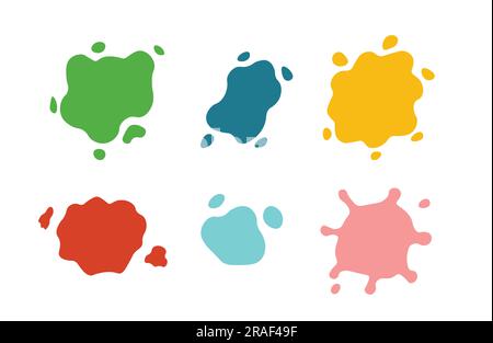 Color splashes set with different shades and shapes. Vector stains drops cartoon flat style. Stock Vector