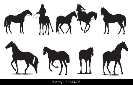 A set of silhouette Horse vector illustration Stock Vector