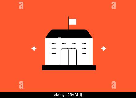 Vector University illustration in flat design style, geometric education icon. Stock Vector