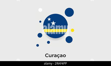 Curacao flag bubble circle round shape icon colorful vector illustration Stock Vector