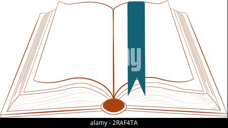 Open book with bookmark on transparent background Stock Vector