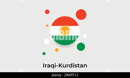 Iraqi Kurdistan flag bubble circle round shape icon colorful vector illustration Stock Vector