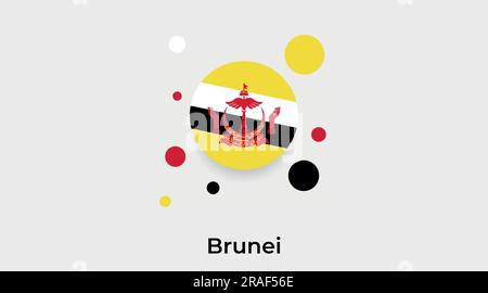 Brunei flag bubble circle round shape icon colorful vector illustration Stock Vector