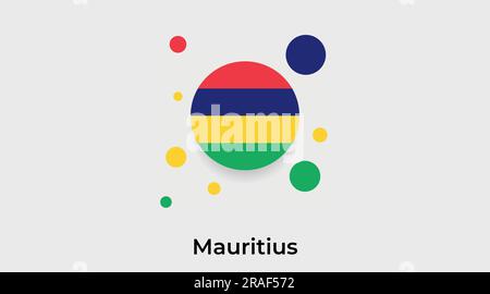 Mauritius flag bubble circle round shape icon colorful vector illustration Stock Vector