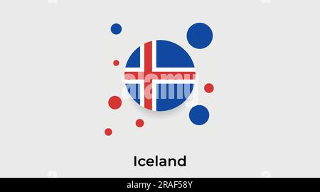 Iceland flag bubble circle round shape icon colorful vector illustration Stock Vector