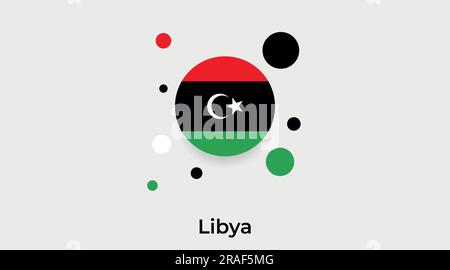 Libya flag bubble circle round shape icon colorful vector illustration Stock Vector
