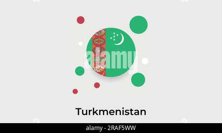Turkmenistan Map with Round Turkmenistan Flag Pin Pointer on Circular ...