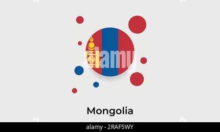 Mongolia flag bubble circle round shape icon colorful vector illustration Stock Vector
