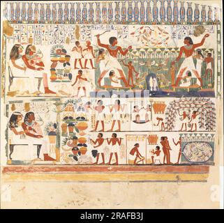 Nakht and Family Fishing and Fowling, Tomb of Nakht 1390 BC by Ancient Egypt Stock Photo