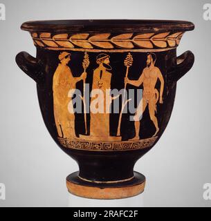 Terracotta Bell Krater (mixing Bowl) 410 BC by Ancient Greek Pottery Stock Photo