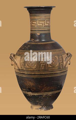 Attic Middle Geometric Amphora from Kerameikos 800 BC by Ancient Greek Pottery Stock Photo