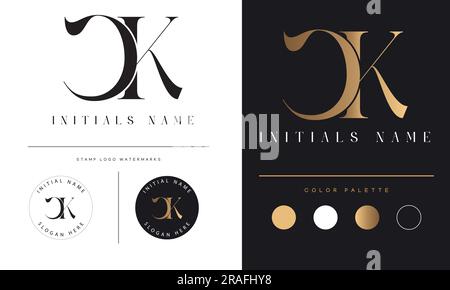 Luxury KC or CK Initial Monogram Text Letter Logo Design Stock Vector