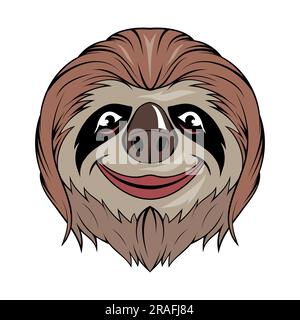 Sloth. Vector illustration of a the slowest animal. Wild animal Stock Vector