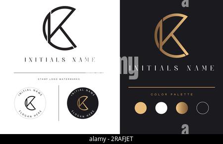 Luxury KC or CK Initial Monogram Text Letter Logo Design Stock Vector