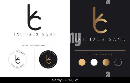 Luxury KC or CK Initial Monogram Text Letter Logo Design Stock Vector