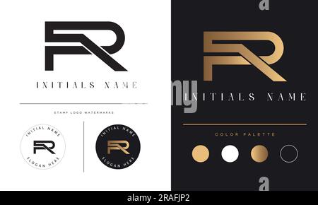 Luxury PR or RP Initial Monogram Text Letter Logo Design Stock Vector