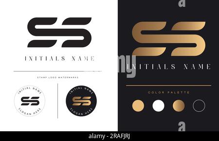 Luxury SS Initial Monogram Text Letter Logo Design Stock Vector