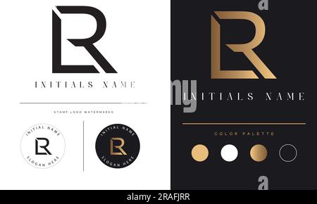 Luxury LR or RL Initial Monogram Text Letter Logo Design Stock Vector