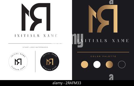 Modern Streetwear MR or RM Initial Monogram Text Letter Logo Design Stock Vector